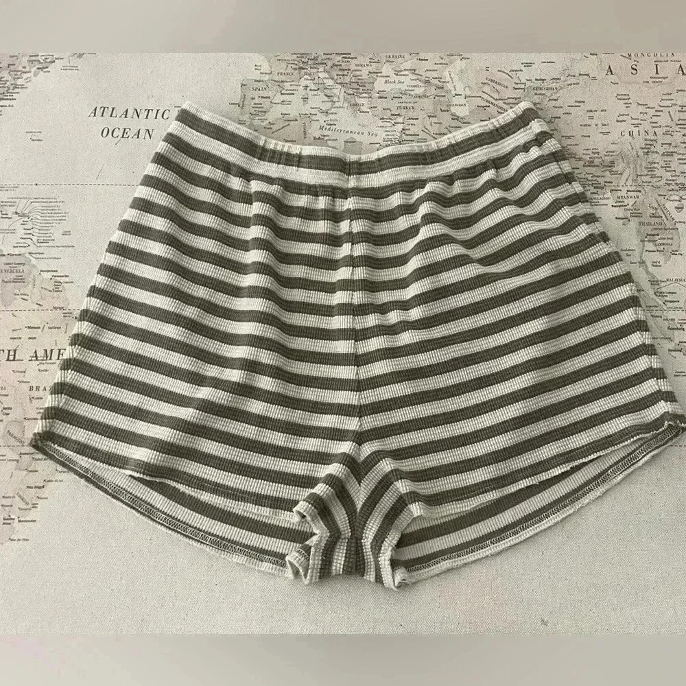 RYLEE + CRU Striped Waffle Knit Shorts High Rise Size Small